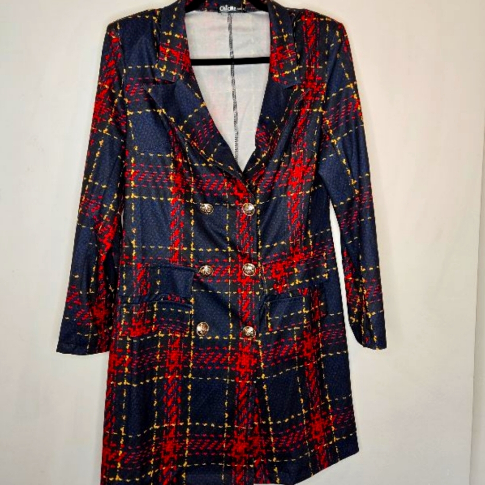 Plaid Checkered Jacket Blazer - image 1